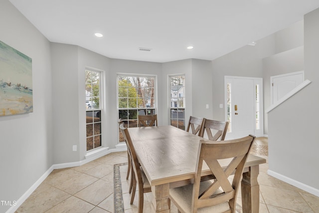 view of tiled dining area