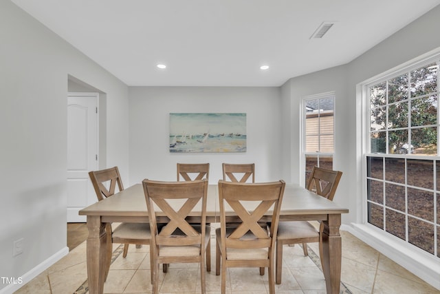 view of tiled dining room