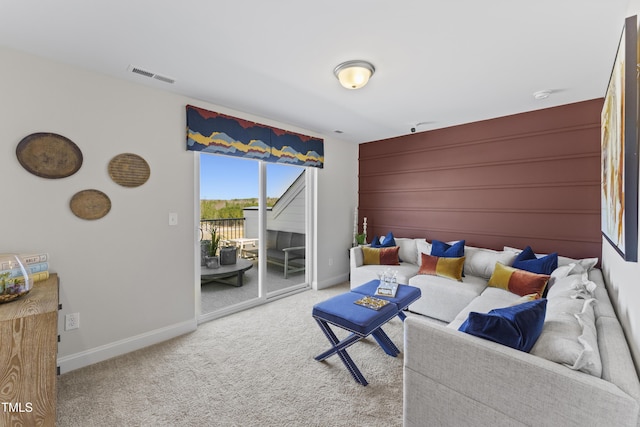 living room with light carpet