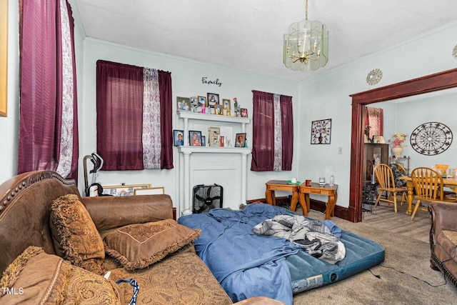 1026 Nashville Rd, Rocky Mount, NC 27803 - interior space featuring carpet, a notable chandelier, and a textured ceiling