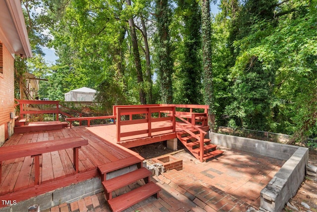 deck with a patio