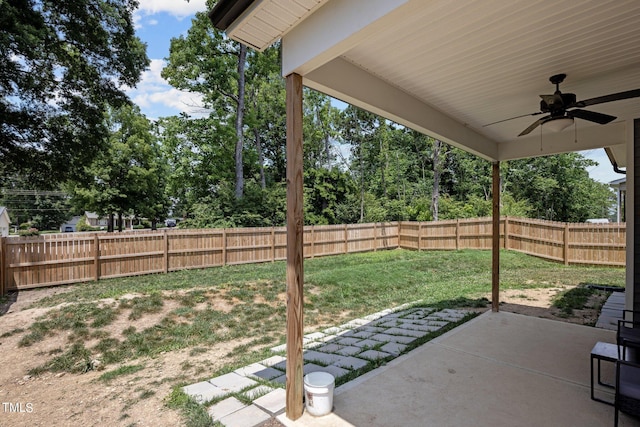 view of patio with ceiling fan