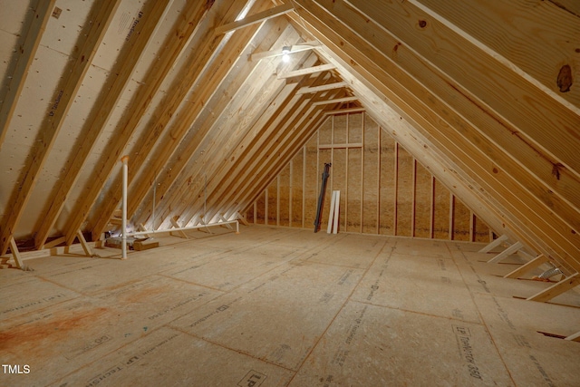 view of unfinished attic