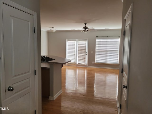 interior space with light hardwood / wood-style floors