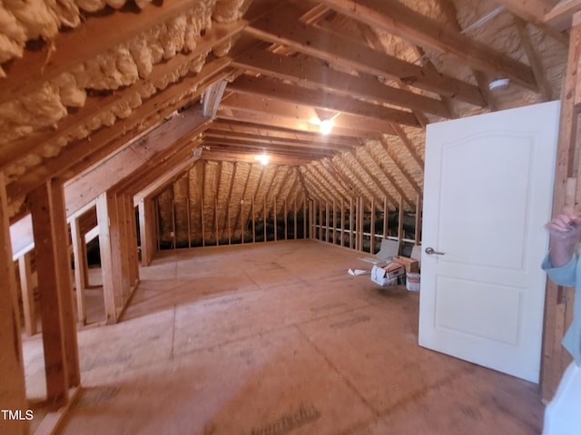 view of unfinished attic