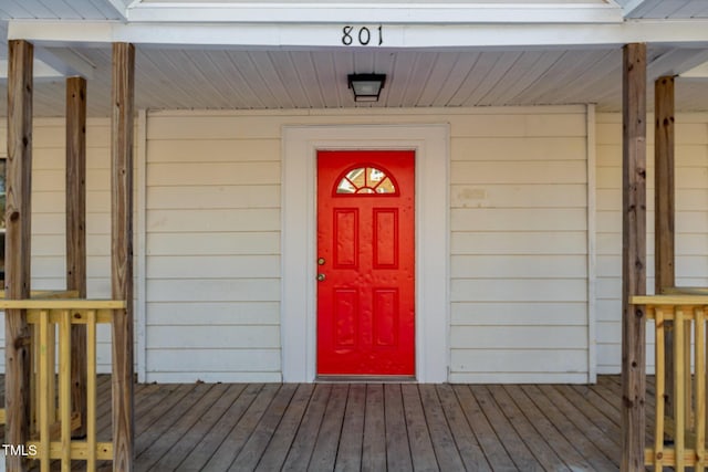 property entrance with a standing seam roof