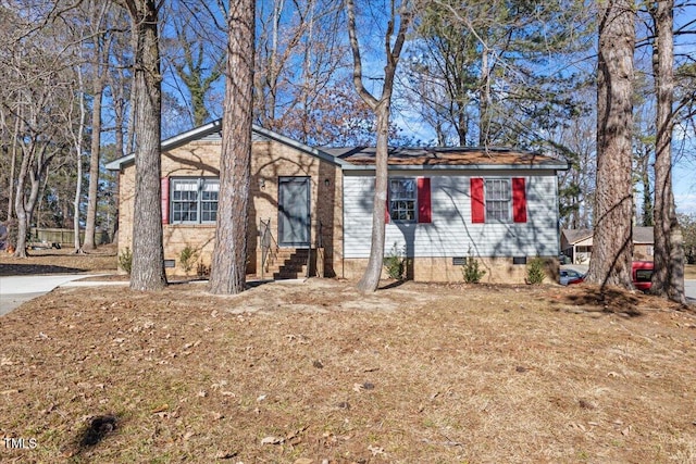 view of single story home