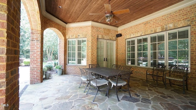 view of patio featuring ceiling fan