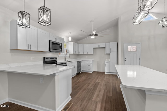 kitchen with white cabinetry, sink, and appliances with stainless steel finishes