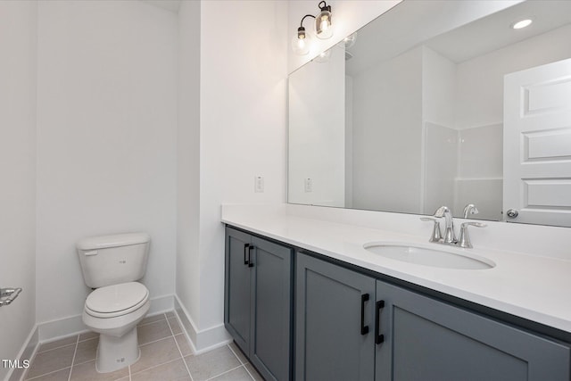 bathroom featuring tile patterned floors, toilet, and vanity