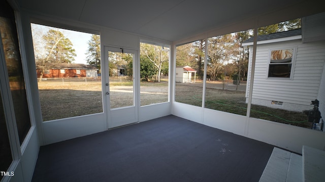 view of unfurnished sunroom