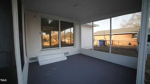 view of unfurnished sunroom