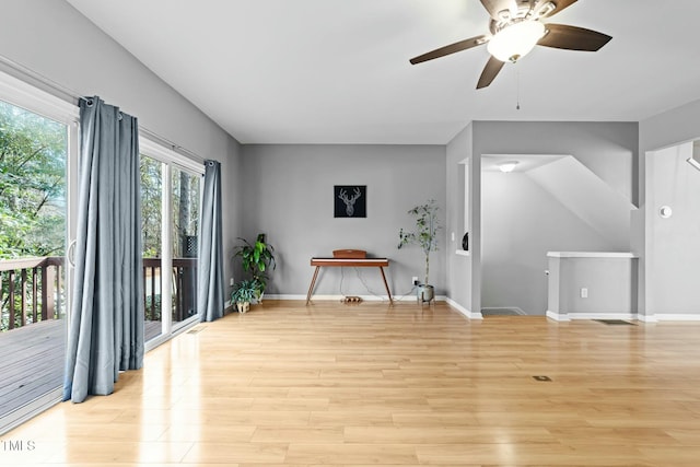 interior space with light hardwood / wood-style flooring