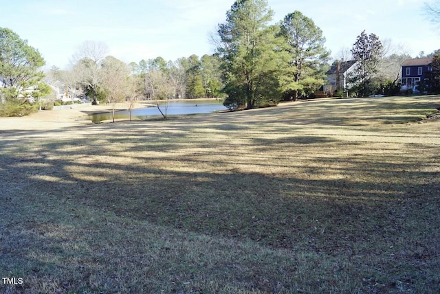 view of yard with a water view