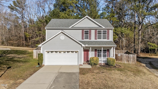 view of front property with a porch and a front yard