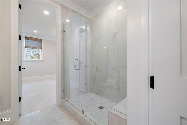 bathroom with an enclosed shower