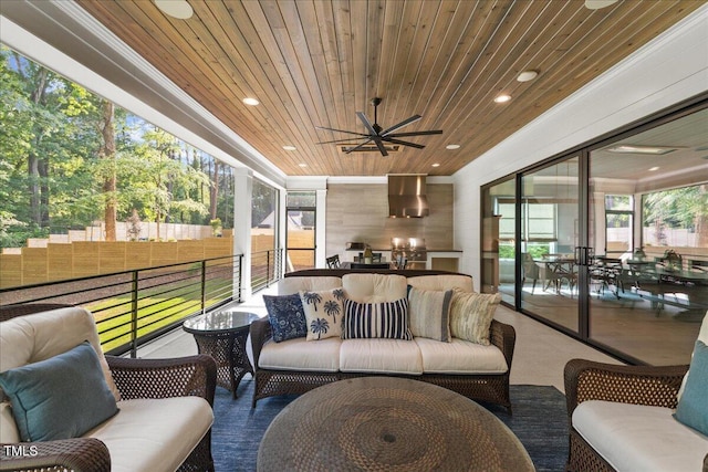 1304 Ivy Ln, Raleigh, NC 27609 - sunroom / solarium featuring an outdoor living space, a ceiling fan, and outdoor dining area