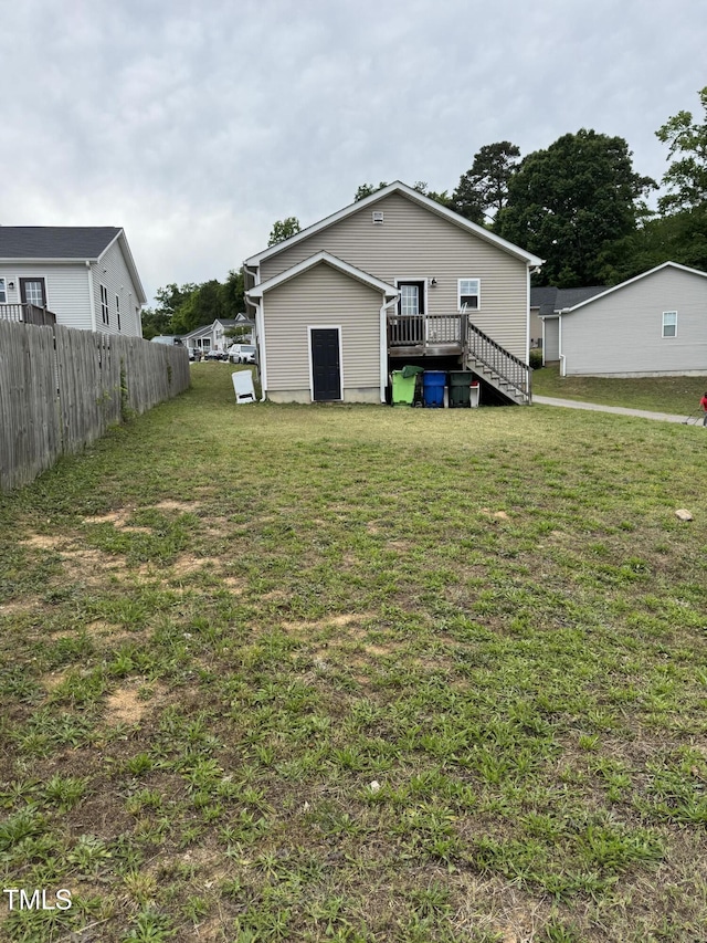 5430 Neuse Ridge Rd, Raleigh, NC 27610 - back of property featuring a wooden deck