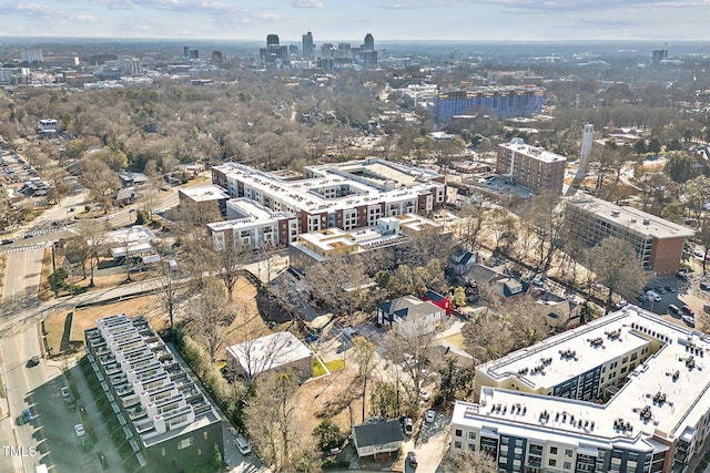 bird's eye view with a city view