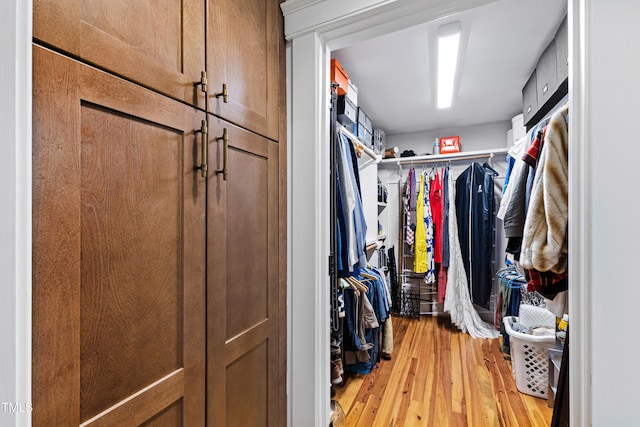 spacious closet featuring light wood finished floors