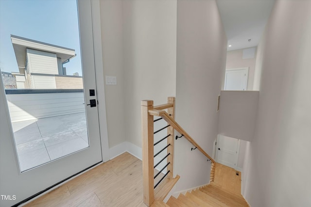 doorway featuring light wood-type flooring