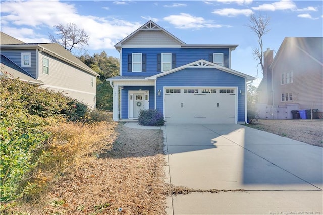 front of property featuring a garage