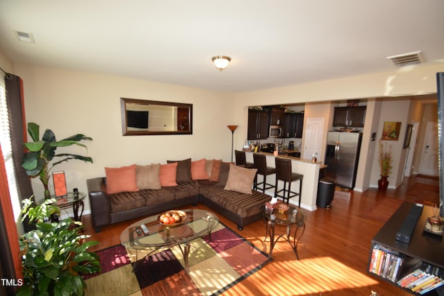 living room with light wood-type flooring