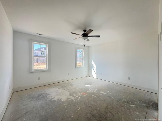 112 Peeler Cir, Raeford, NC 28376 - spare room with baseboards, a ceiling fan, and visible vents