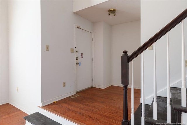 foyer entrance featuring wood-type flooring