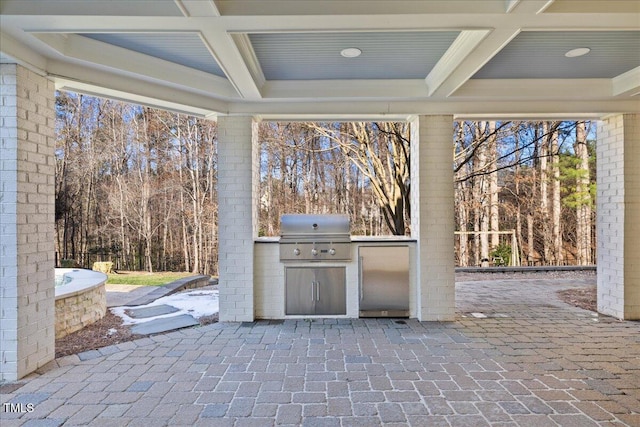 view of patio with grilling area and area for grilling