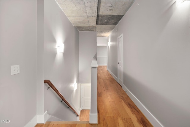 hallway with light wood-type flooring