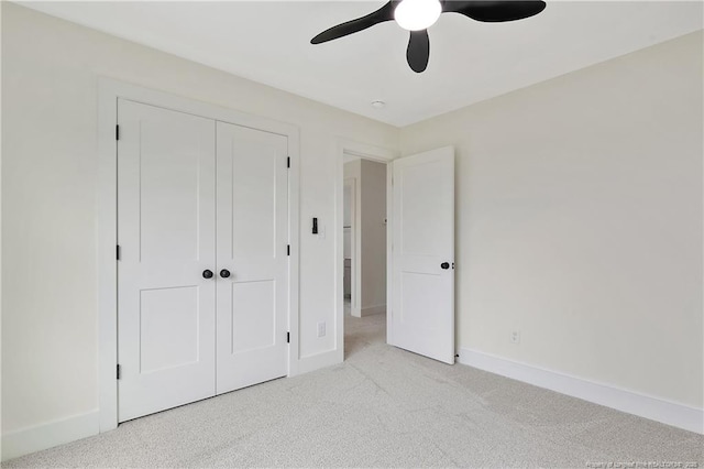 5210 Maxwell Rd, Stedman, NC 28391 - unfurnished bedroom with baseboards, light colored carpet, a closet, and a ceiling fan