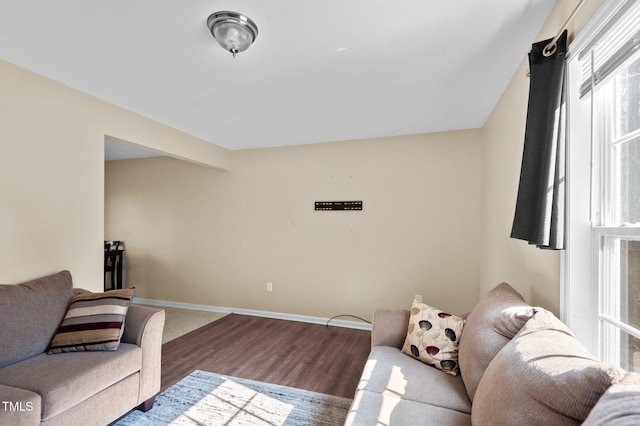 living room featuring dark hardwood / wood-style floors