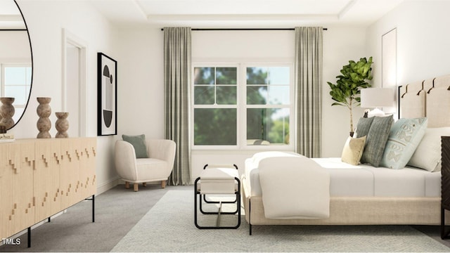 carpeted bedroom featuring multiple windows