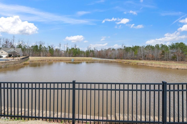 property view of water with fence