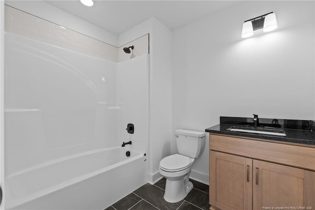 531 Southerland Peak, Raeford, NC 28376 - bathroom with shower / washtub combination, vanity, tile patterned flooring, and toilet