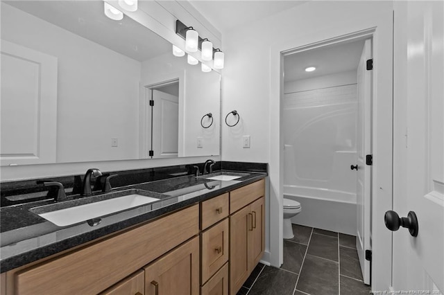 531 Southerland Peak, Raeford, NC 28376 - bathroom featuring toilet, tile patterned floors, a sink, and double vanity