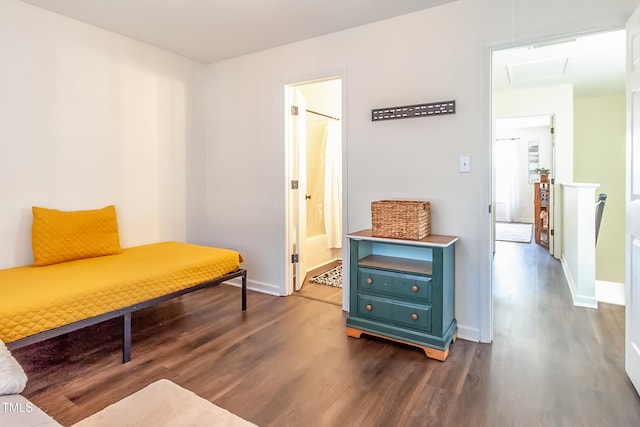 living area with dark hardwood / wood-style flooring