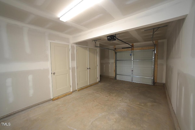 garage with a garage door opener