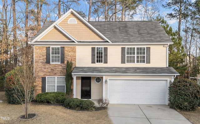 view of property featuring a garage