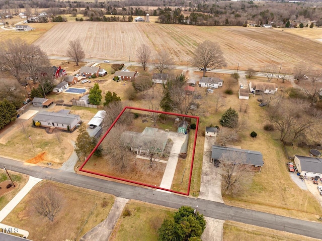 aerial view with a rural view