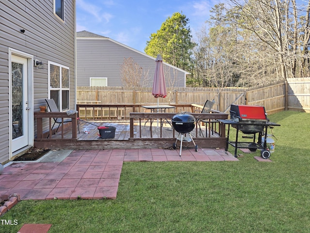 view of patio featuring a fenced backyard and grilling area