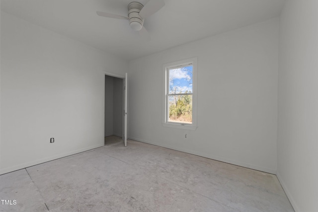 unfurnished bedroom with ceiling fan