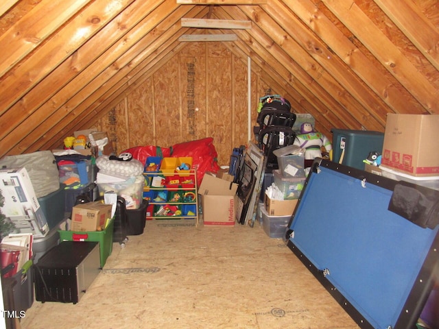 view of unfinished attic