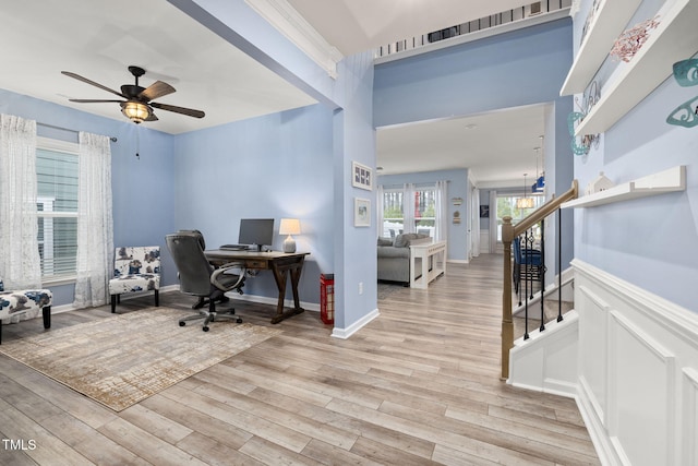 home office featuring light hardwood / wood-style flooring