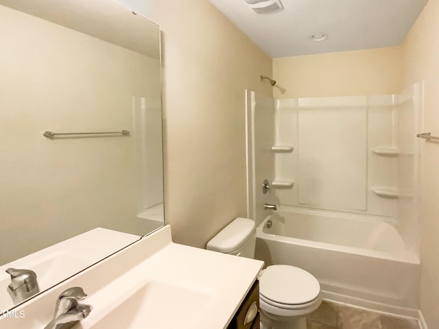 full bathroom with vanity, toilet, and shower / bath combination