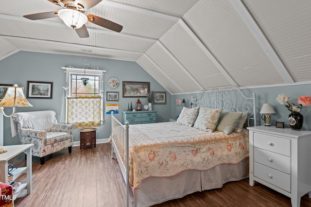 100 Churchill Rd, Louisburg, NC 27549 - bedroom featuring lofted ceiling, ceiling fan, baseboards, and wood finished floors