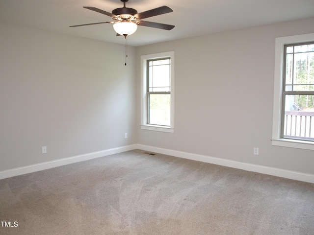 100 Churchill Rd, Louisburg, NC 27549 - spare room featuring visible vents, ceiling fan, carpet, and baseboards