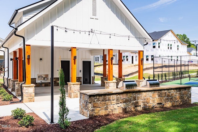 view of patio featuring exterior kitchen