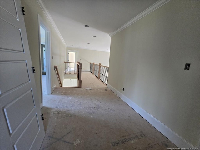 3255 School Rd, Fayetteville, NC 28306 - hall featuring ornamental molding and an upstairs landing